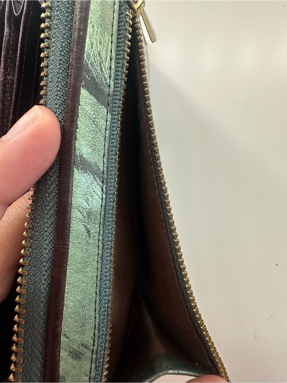 Brahmin Iridescent Green Metallic Zip-Around Wallet - Picture 5 of 5